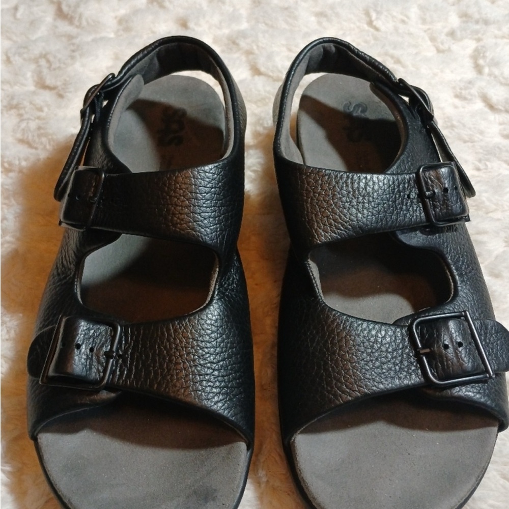 SAS Black Double-Buckle Women's Sandals